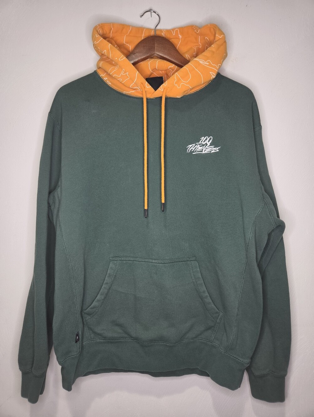 Men's 100 Thieves Foundations Geoprint Hoodie Alpine/Orange Size Medium
